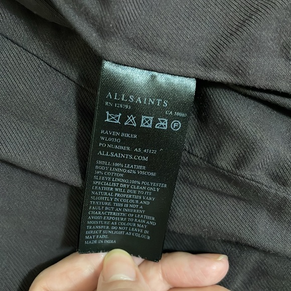 ALL SAINTS Limited Edition Raven Biker Leather Jacket size 0 Black - Picture 5 of 7